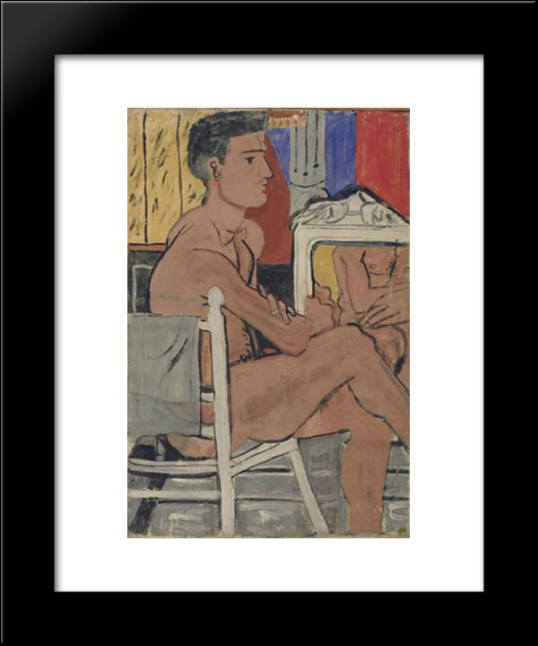 Italian Nude Sitting 20x24 Black Modern Wood Framed Art Print Poster by Tsaroychis, Yiannis