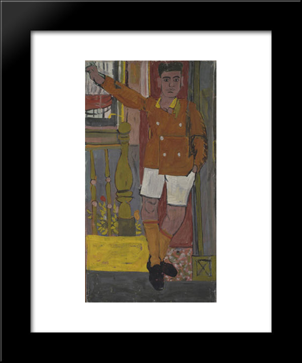 Kid With White Short Trousers 20x24 Black Modern Wood Framed Art Print Poster by Tsaroychis, Yiannis