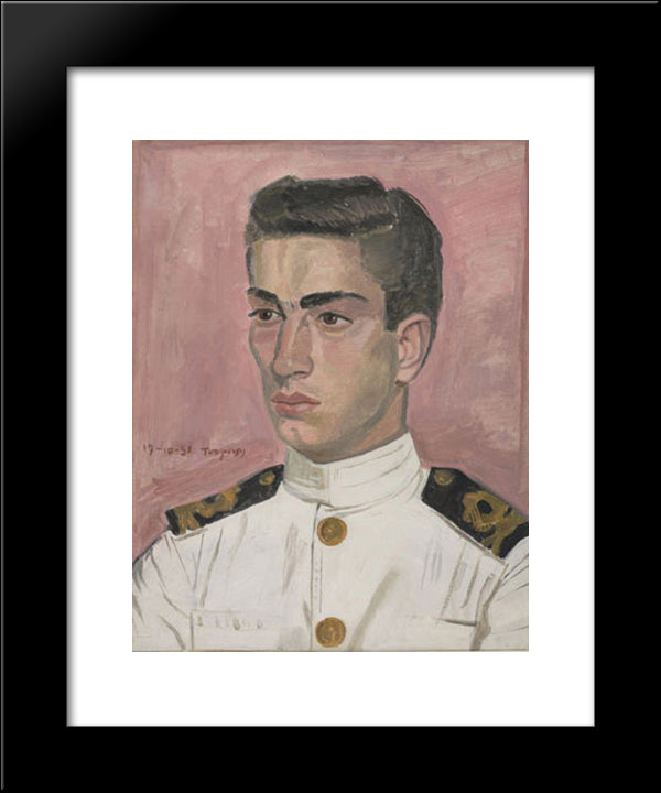 Officer Mariner On Pink Background 20x24 Black Modern Wood Framed Art Print Poster by Tsaroychis, Yiannis