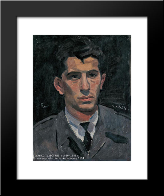 Portrait Of A Young Aviator 20x24 Black Modern Wood Framed Art Print Poster by Tsaroychis, Yiannis