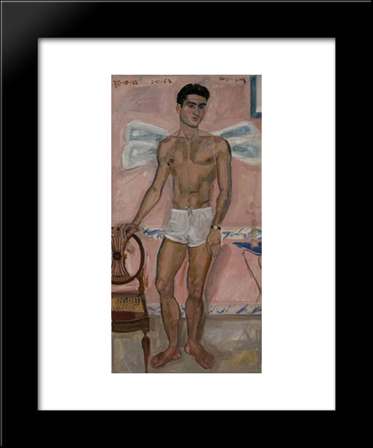 Sailor Dressed Up As Cupid With Dragonfly Wings 20x24 Black Modern Wood Framed Art Print Poster by Tsaroychis, Yiannis