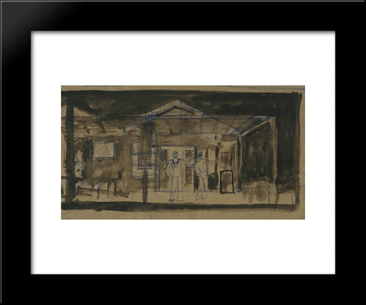Taverna At Perama With Dancing To A Juke Box 20x24 Black Modern Wood Framed Art Print Poster by Tsaroychis, Yiannis