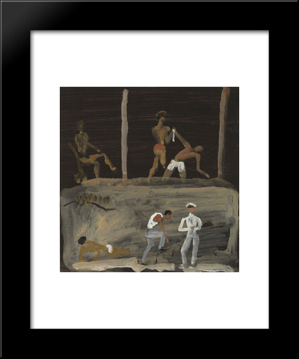 Tsamikos Dance On The Shore 20x24 Black Modern Wood Framed Art Print Poster by Tsaroychis, Yiannis