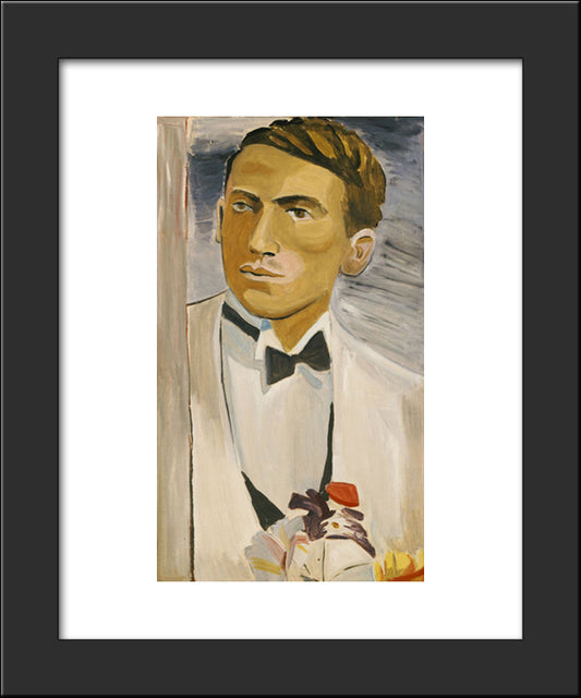 Version Of A Portrait With Paper Flowers 20x24 Black Modern Wood Framed Art Print Poster by Tsaroychis, Yiannis