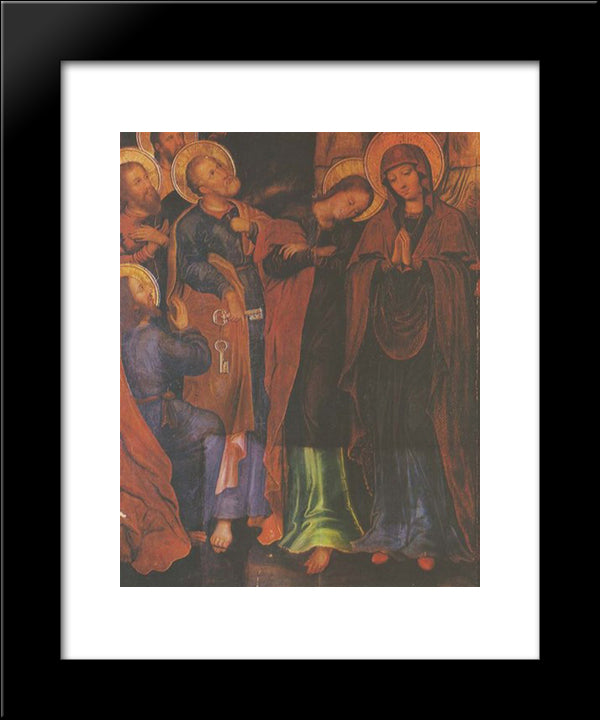 Fragment Of The Icon The Elevation Of Christ Into Heaven From The Maniava Hermitage Iconostasis 20x24 Black Modern Wood Framed Art Print Poster by Kondzelevych, Yov