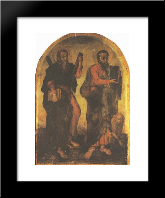 Icon Of Apostles Andrew And Mark 20x24 Black Modern Wood Framed Art Print Poster by Kondzelevych, Yov