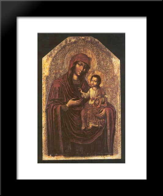 Icon Of The Mother Of God From The Maniava Hermitage Iconostasis 20x24 Black Modern Wood Framed Art Print Poster by Kondzelevych, Yov