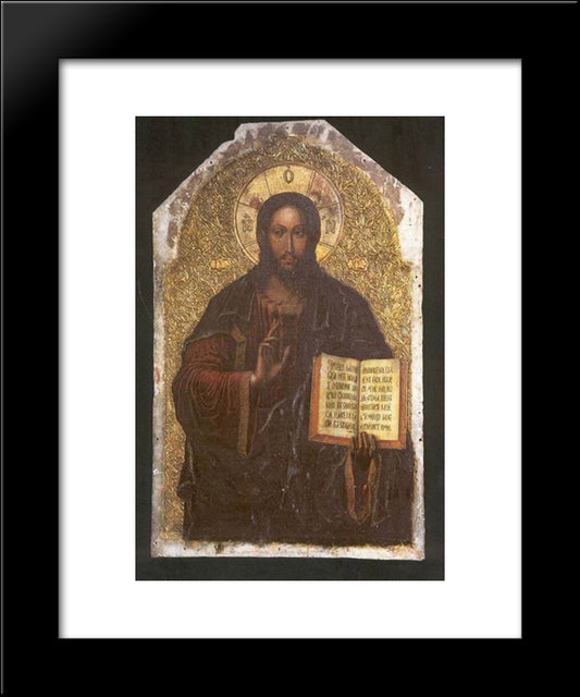 Icon Of The Savior From The Maniava Hermitage Iconostasis1698 20x24 Black Modern Wood Framed Art Print Poster by Kondzelevych, Yov