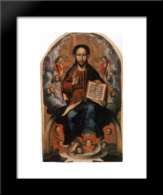 Icon Of The Savior From The Village Of Horodyshche In Volhynia (Late 17Th Century) 20x24 Black Modern Wood Framed Art Print Poster by Kondzelevych, Yov