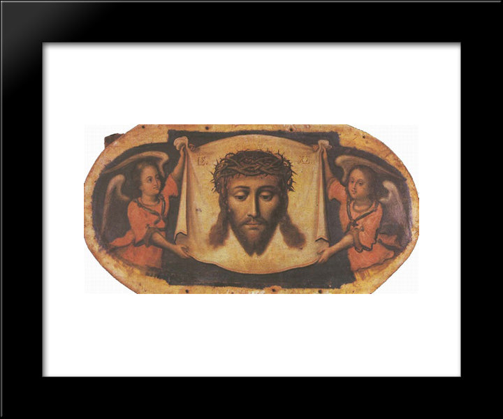 Icon Spas Nerukotvornyi (Savior-Not-Made-By-Hands) From The Maniava Hermitage Iconostasis 20x24 Black Modern Wood Framed Art Print Poster by Kondzelevych, Yov