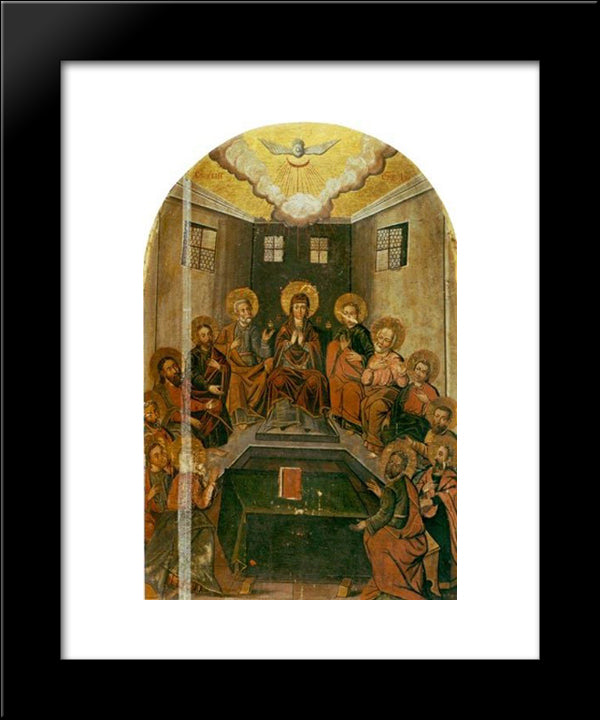 Icon The Descent Of The Holy Spirit 20x24 Black Modern Wood Framed Art Print Poster by Kondzelevych, Yov
