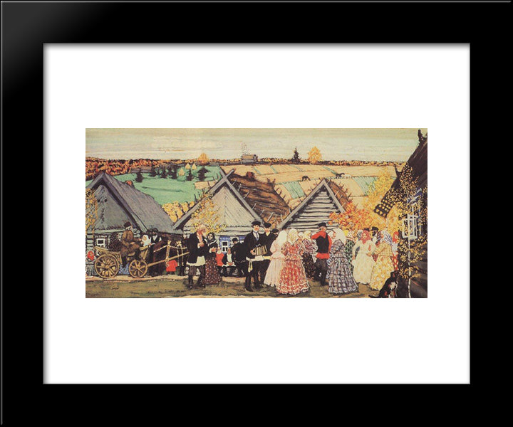 Holiday In The Countryside 20x24 Black Modern Wood Framed Art Print Poster by Kustodiev, Boris