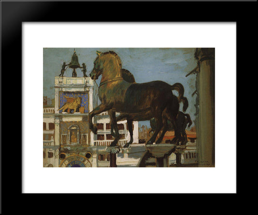 Horses Of St. Mark. Venice 20x24 Black Modern Wood Framed Art Print Poster by Kustodiev, Boris