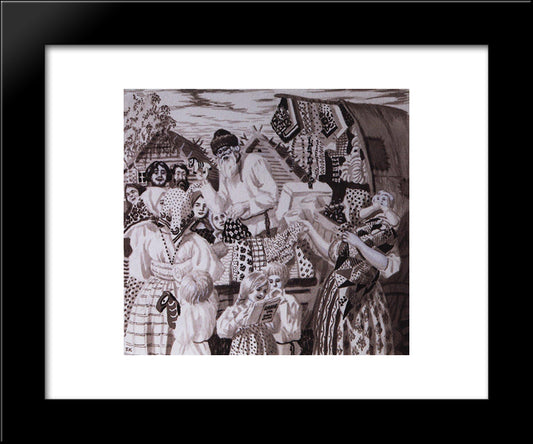 Illustration For Nikolay Nekrasov Poem Uncle Jacob 20x24 Black Modern Wood Framed Art Print Poster by Kustodiev, Boris