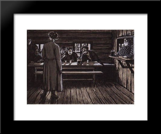 Illustration For Singers By Ivan Turgenev 20x24 Black Modern Wood Framed Art Print Poster by Kustodiev, Boris