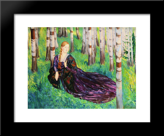 In The Birch Forest 20x24 Black Modern Wood Framed Art Print Poster by Kustodiev, Boris