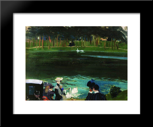 In The Bois De Boulogne 20x24 Black Modern Wood Framed Art Print Poster by Kustodiev, Boris