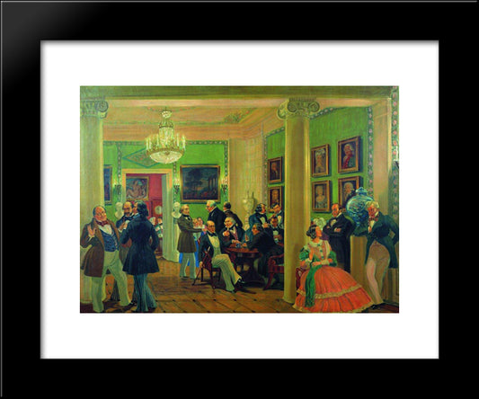In The Living Room In Moscow In 1840'S 20x24 Black Modern Wood Framed Art Print Poster by Kustodiev, Boris