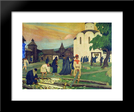 In The Monastery 20x24 Black Modern Wood Framed Art Print Poster by Kustodiev, Boris