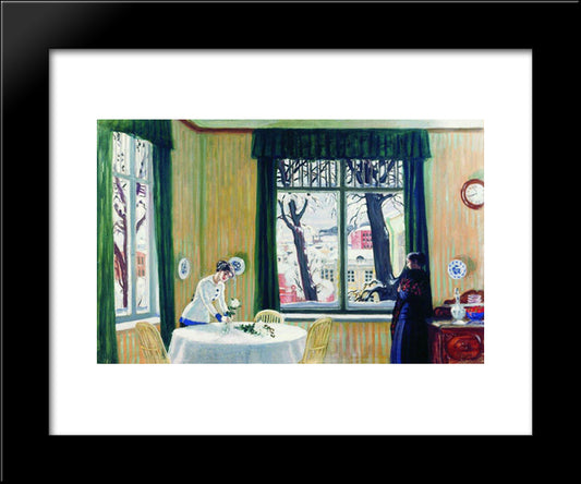 In The Room. Winter 20x24 Black Modern Wood Framed Art Print Poster by Kustodiev, Boris