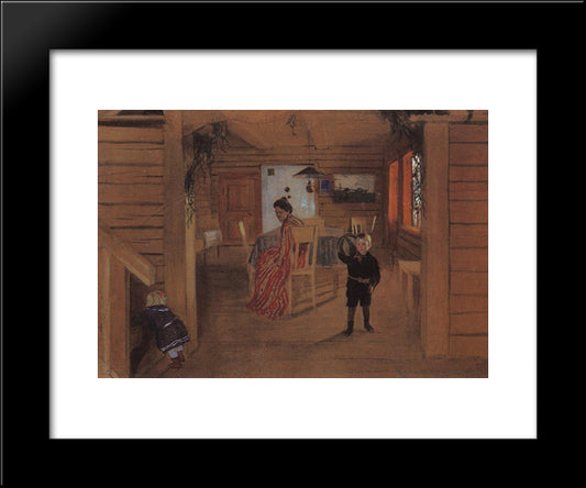 In The Rooms 20x24 Black Modern Wood Framed Art Print Poster by Kustodiev, Boris