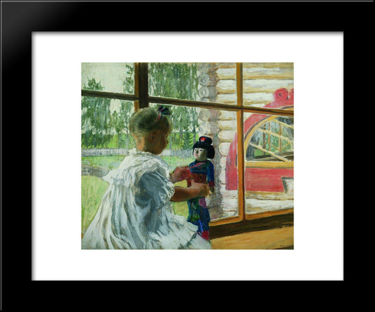 Japanese Doll 20x24 Black Modern Wood Framed Art Print Poster by Kustodiev, Boris