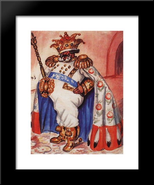 King Wearing A Crown And Purple 20x24 Black Modern Wood Framed Art Print Poster by Kustodiev, Boris
