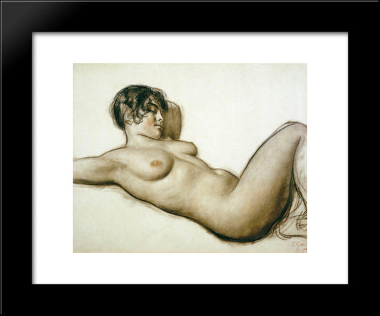 Lying Nude 20x24 Black Modern Wood Framed Art Print Poster by Kustodiev, Boris
