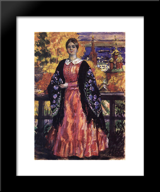 Mercahnt'S Wife 20x24 Black Modern Wood Framed Art Print Poster by Kustodiev, Boris