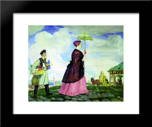 Mercahnt'S Wife With Purchases 20x24 Black Modern Wood Framed Art Print Poster by Kustodiev, Boris