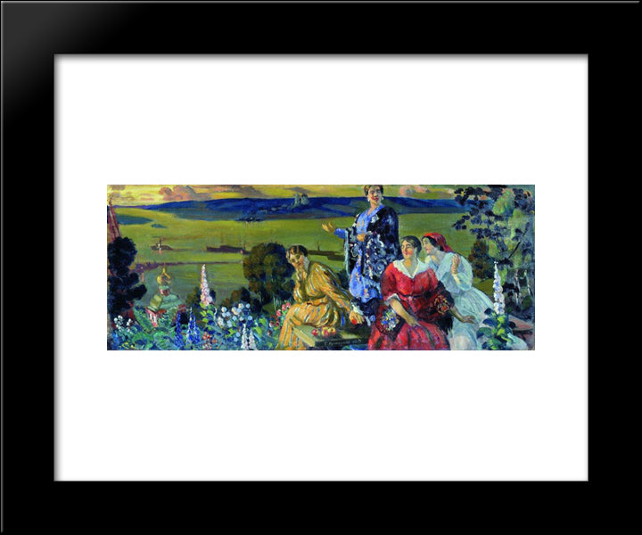 Mercahnt'S Wifes On The Volga 20x24 Black Modern Wood Framed Art Print Poster by Kustodiev, Boris