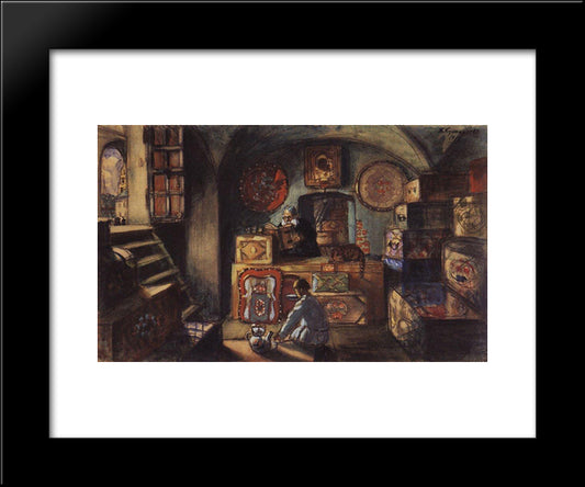 Merchant 20x24 Black Modern Wood Framed Art Print Poster by Kustodiev, Boris