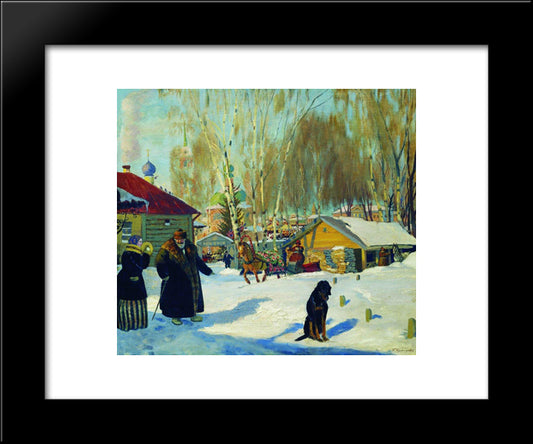Merchant'S Yard 20x24 Black Modern Wood Framed Art Print Poster by Kustodiev, Boris