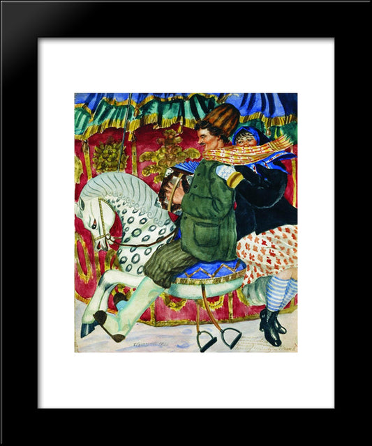 Merry Go Round 20x24 Black Modern Wood Framed Art Print Poster by Kustodiev, Boris