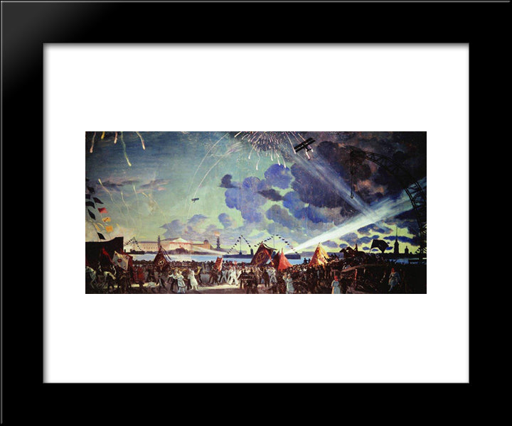 Night Celebration On The Neva 20x24 Black Modern Wood Framed Art Print Poster by Kustodiev, Boris