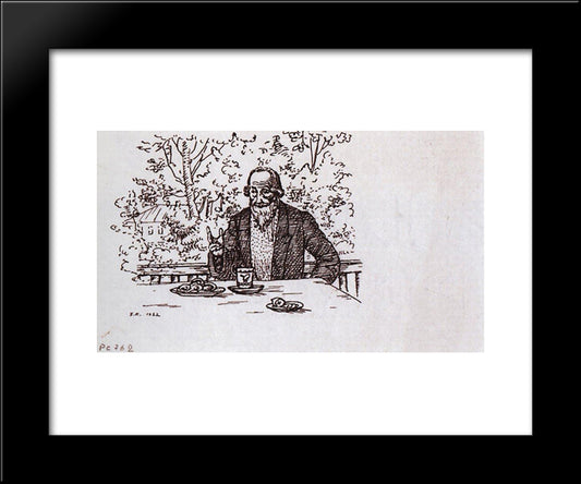On The Balcony 20x24 Black Modern Wood Framed Art Print Poster by Kustodiev, Boris