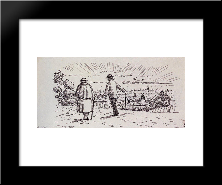 On The Promenade 20x24 Black Modern Wood Framed Art Print Poster by Kustodiev, Boris