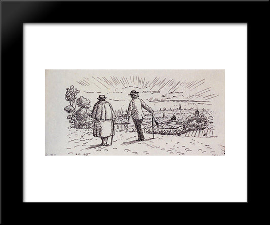 On The Promenade 20x24 Black Modern Wood Framed Art Print Poster by Kustodiev, Boris