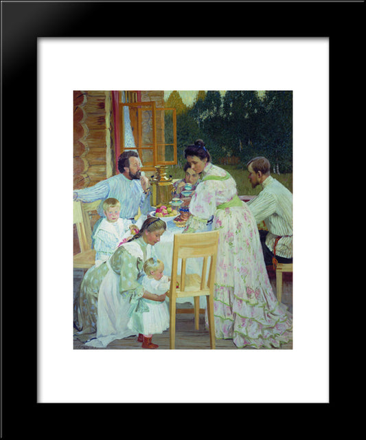 On The Terrace 20x24 Black Modern Wood Framed Art Print Poster by Kustodiev, Boris