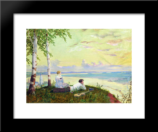 On The Volga 20x24 Black Modern Wood Framed Art Print Poster by Kustodiev, Boris