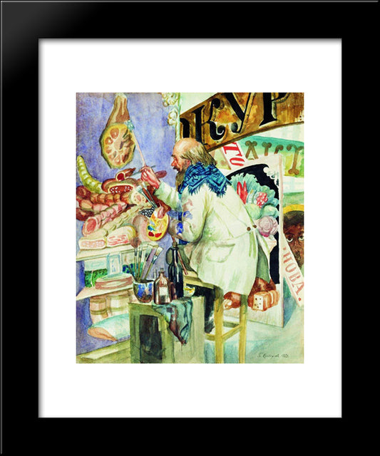 Painter Of Signboards 20x24 Black Modern Wood Framed Art Print Poster by Kustodiev, Boris