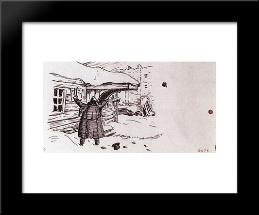 Patcher Breaks Sign (Barin At The House Of Patcher) 20x24 Black Modern Wood Framed Art Print Poster by Kustodiev, Boris