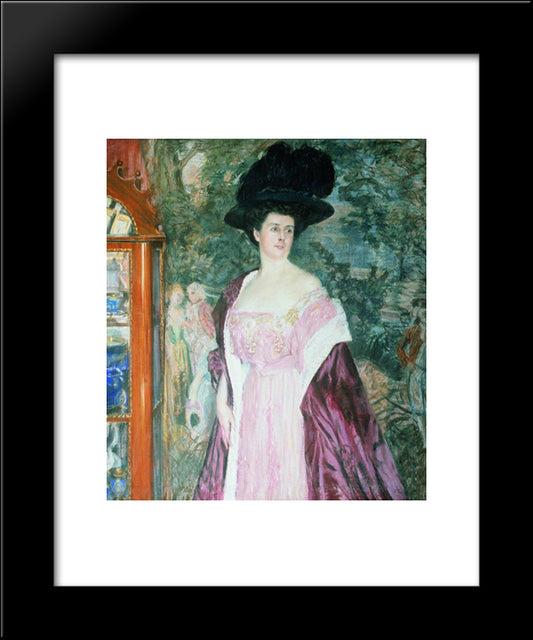 Portrait Of A.D. Romanova 20x24 Black Modern Wood Framed Art Print Poster by Kustodiev, Boris