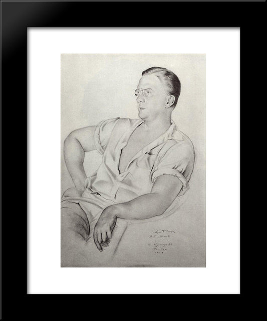 Portrait Of A.K. Mineev 20x24 Black Modern Wood Framed Art Print Poster by Kustodiev, Boris