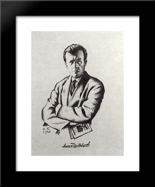 Portrait Of A.S. Neverov 20x24 Black Modern Wood Framed Art Print Poster by Kustodiev, Boris