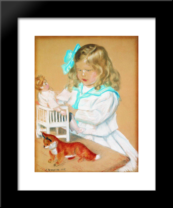 Portrait Of A Girl 20x24 Black Modern Wood Framed Art Print Poster by Kustodiev, Boris