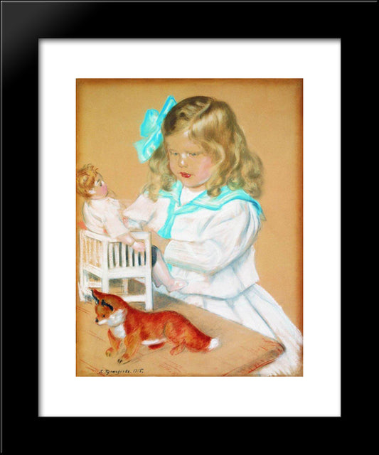 Portrait Of A Girl 20x24 Black Modern Wood Framed Art Print Poster by Kustodiev, Boris