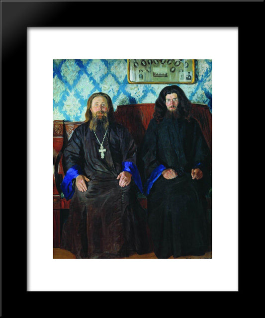 Portrait Of A Priest And A Deacon 20x24 Black Modern Wood Framed Art Print Poster by Kustodiev, Boris