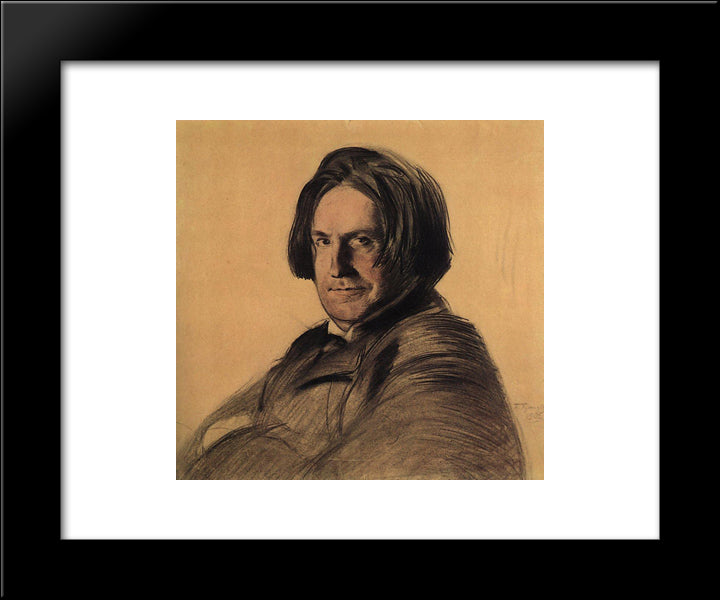 Portrait Of A Singer I.V. Ershov 20x24 Black Modern Wood Framed Art Print Poster by Kustodiev, Boris