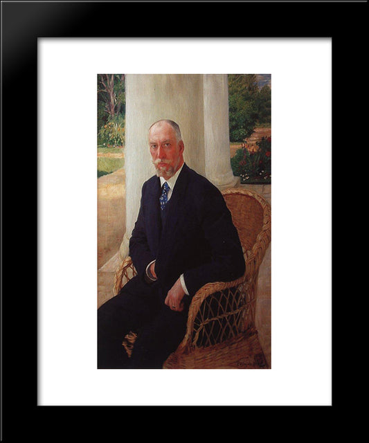 Portrait Of Baron N.K.Fon Mecca 20x24 Black Modern Wood Framed Art Print Poster by Kustodiev, Boris